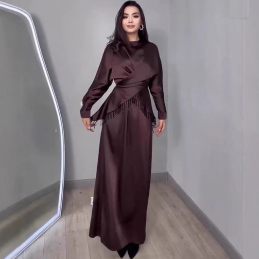 Silky Long-sleeved Elegant And Sophisticated Dress