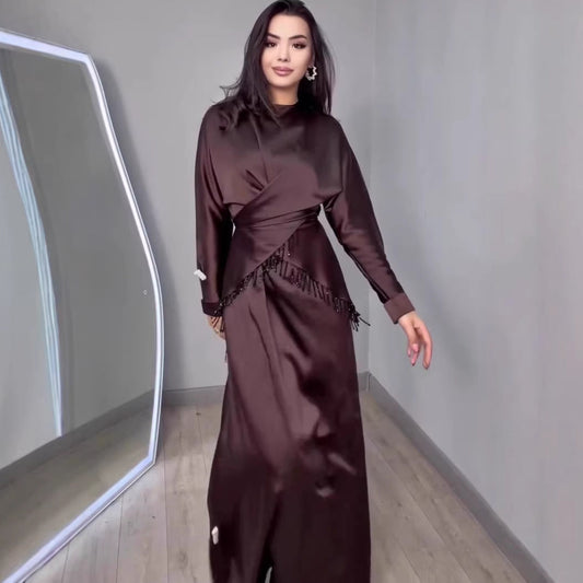 Silky Long-sleeved Elegant And Sophisticated Dress