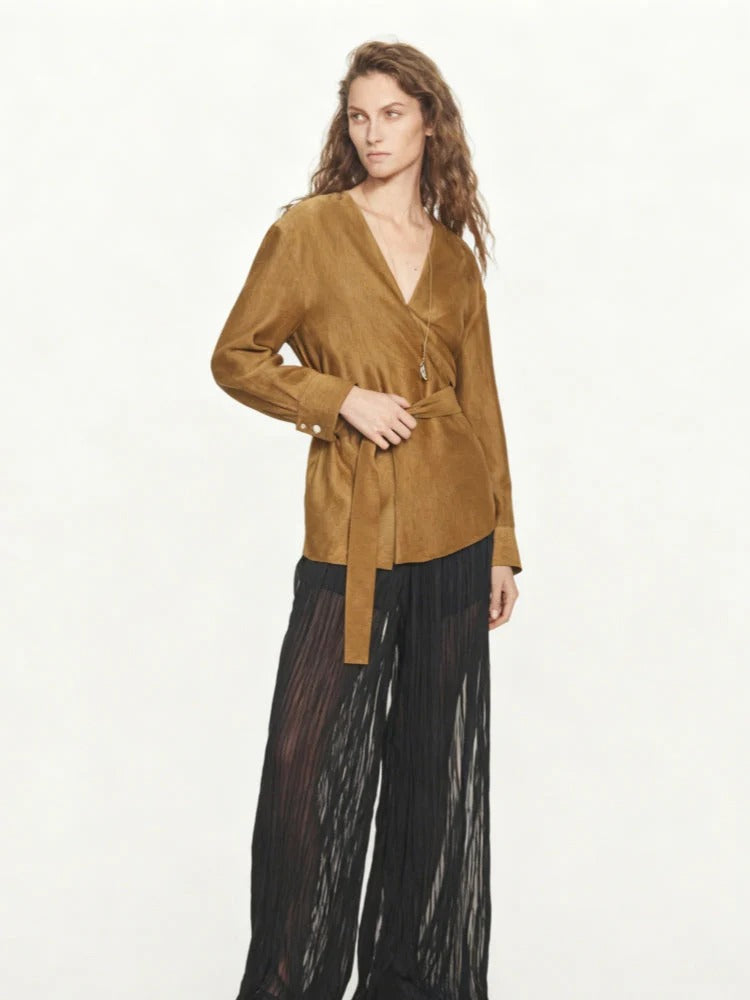 Cross Design Loose Shirt And Lantern Pants Set