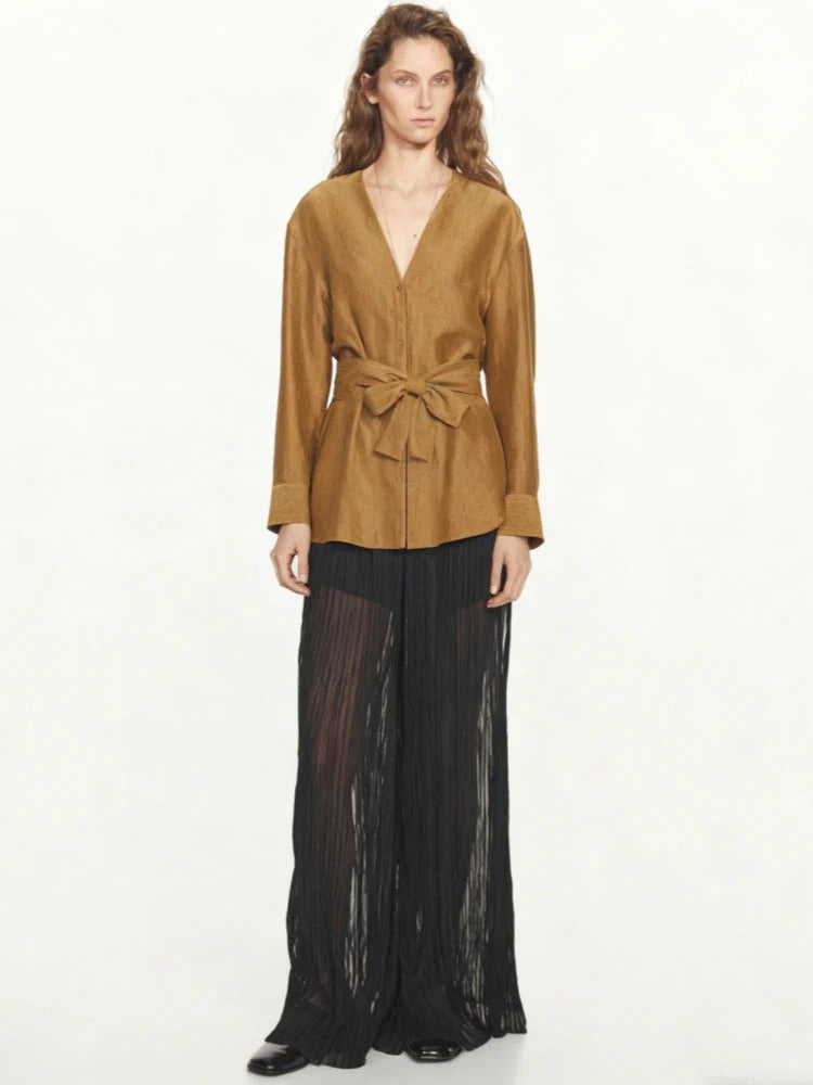Cross Design Loose Shirt And Lantern Pants Set
