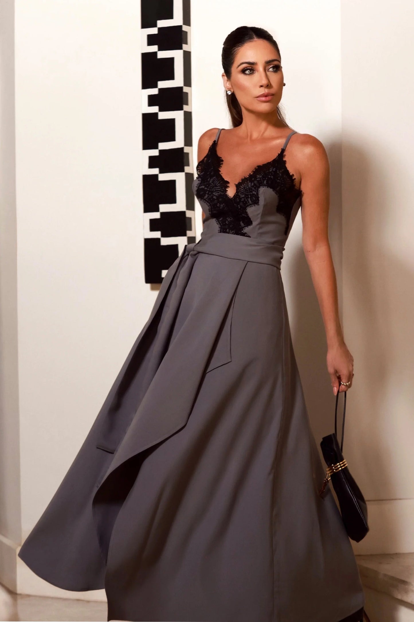 Lace Gray Midi Dress