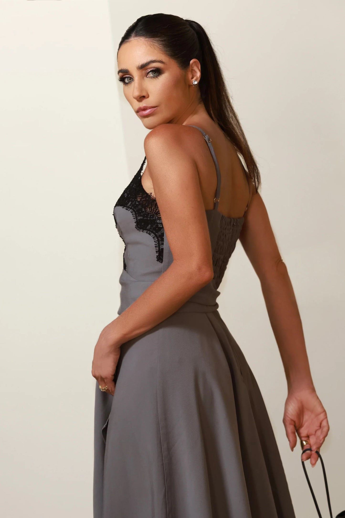 Lace Gray Midi Dress