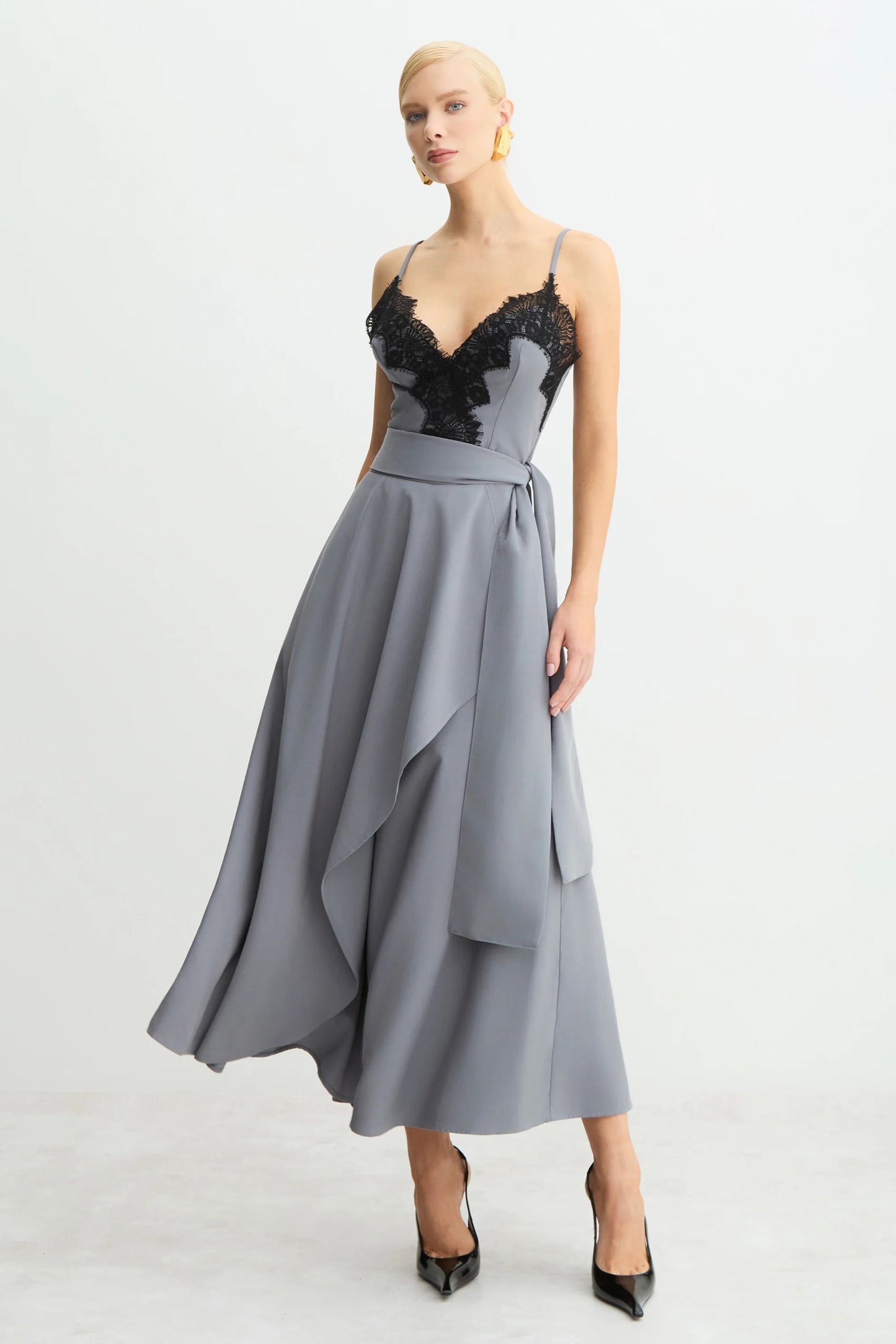 Lace Gray Midi Dress